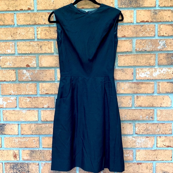 Vintage black raw silk dress Size 8 Size Medium Cocktail retro evening - Picture 1 of 10